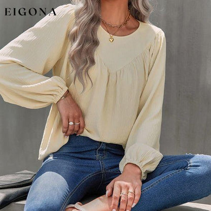 Women's casual loose round neck solid color pullover Long Sleeve Casual shirt Cracker khaki clothes long sleeve shirt long sleeve shirts long sleeve tops shirt shirts tops Tops/Blouses