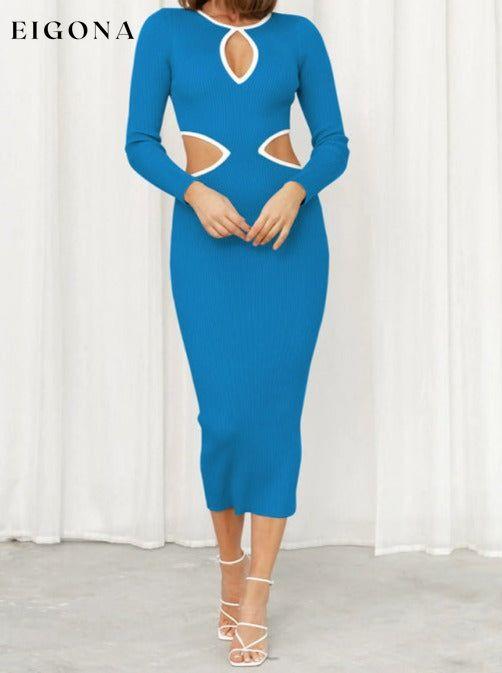 Women’s With A Front Cutout Sides Waist Cutout Midi Dress casual dresses clothes cutout dress cutout dresses dress dresses long sleeve dress long sleeve dresses maxi dress midi dress