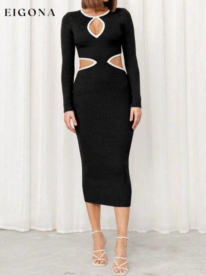 Women’s With A Front Cutout Sides Waist Cutout Midi Dress casual dresses clothes cutout dress cutout dresses dress dresses long sleeve dress long sleeve dresses maxi dress midi dress