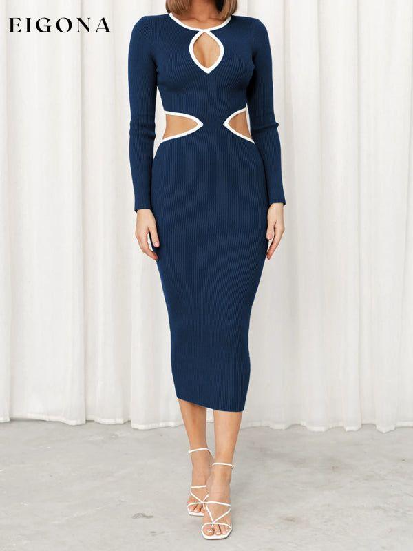 Women’s With A Front Cutout Sides Waist Cutout Midi Dress casual dresses clothes cutout dress cutout dresses dress dresses long sleeve dress long sleeve dresses maxi dress midi dress