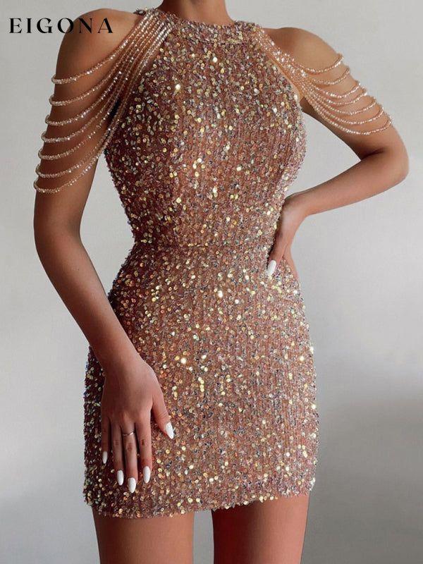 Sequined Chain Beads Bodycon Party Dress Clothes