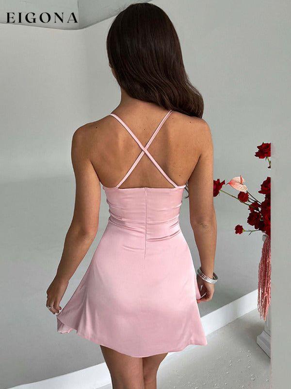 Women's Solid Color Softly Shaped Cups Slender Mini Dress Clothes