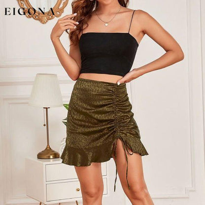 Women's Casual Fashion Drawstring Pleated Leopard Print Skirt bottoms clothes mini skirt skirts Women's Bottoms