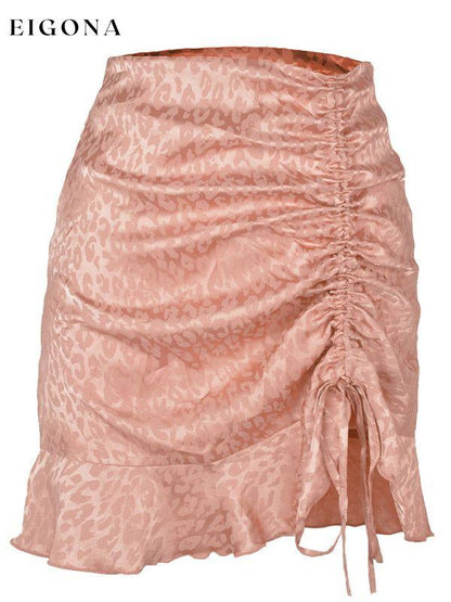 Women's Casual Fashion Drawstring Pleated Leopard Print Skirt bottoms clothes mini skirt skirts Women's Bottoms
