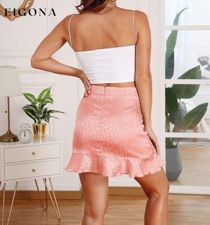 Women's Casual Fashion Drawstring Pleated Leopard Print Skirt bottoms clothes mini skirt skirts Women's Bottoms