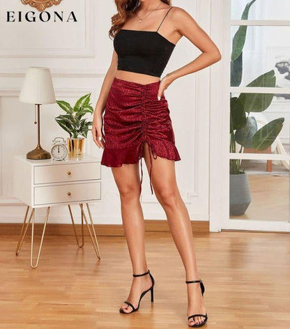 Women's Casual Fashion Drawstring Pleated Leopard Print Skirt bottoms clothes mini skirt skirts Women's Bottoms