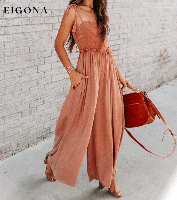 Women's suspenders with side pockets wide leg jumpsuit clothes Jumpsuit pants Rompers wide leg jumpsuit