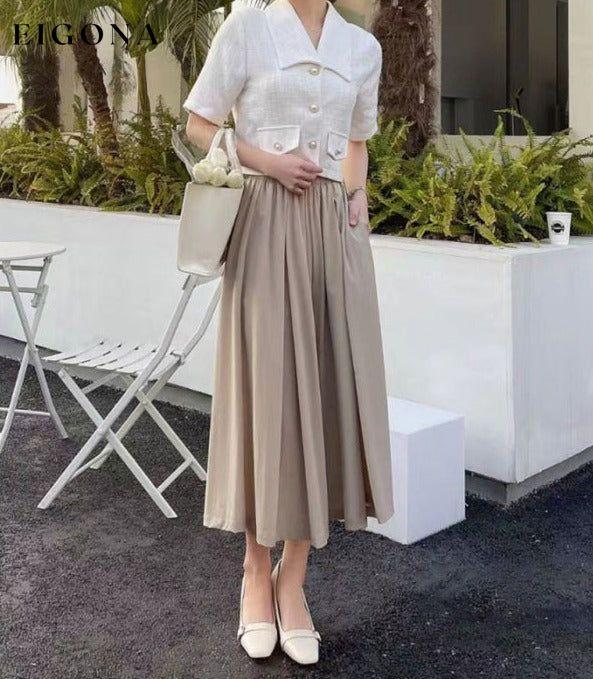 Large swing umbrella skirt pleated high waist mid-length a-line pleated skirt Clothes