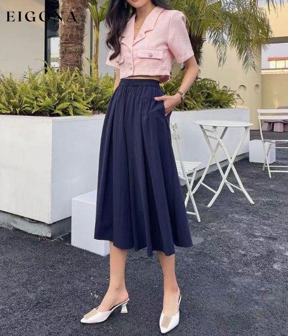 Large swing umbrella skirt pleated high waist mid-length a-line pleated skirt Clothes