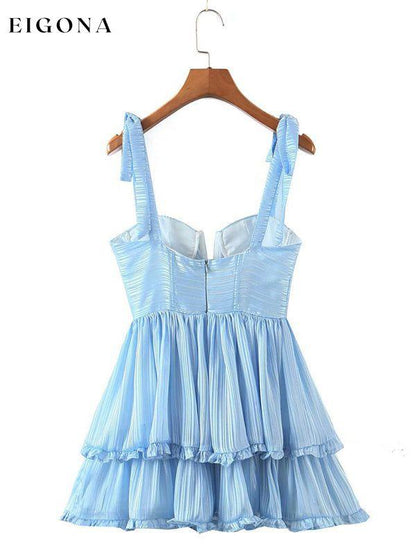Sexy Casual Kendra Short Ruffle Dress, three-color three-layer colorful silk chiffon pleated dress Clothes dresses short dresses