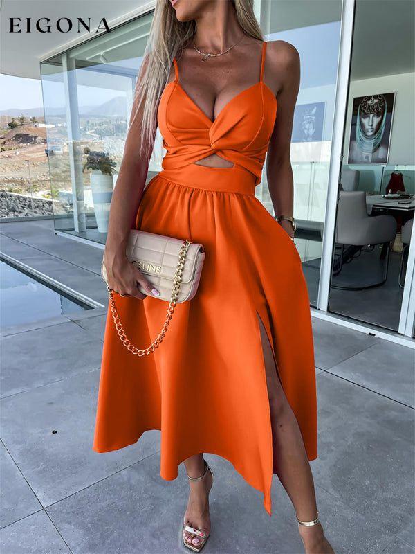 Women's Woven Sexy Suspender Fashion Ladies Dress Dress Orange Clothes