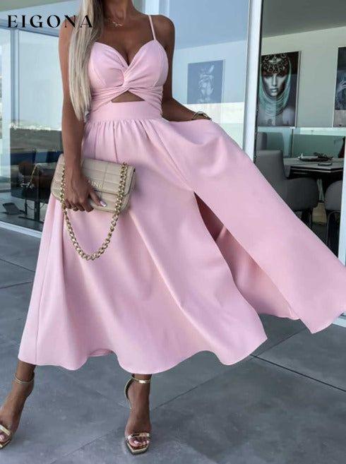 Women's Woven Sexy Suspender Fashion Ladies Dress Dress Pink Clothes
