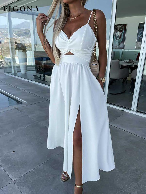 Women's Woven Sexy Suspender Fashion Ladies Dress Dress White Clothes