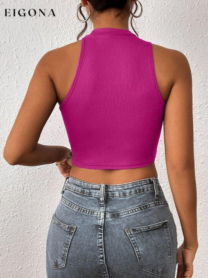 Women's Knitted Round Neck Cropped Asymmetrical Crop Tank Top clothes crop top croptop shirt shirts top tops