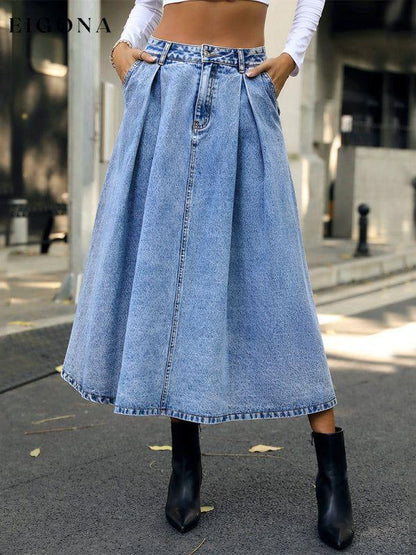 Women's Fashion Street Casual Denim Skirt Blue Clothes