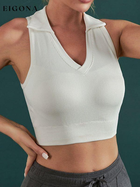 Women's Seamless Sports Bra Shockproof Knitted One-Piece Fixed Cup Yoga Vest White active wear clothes sport bra workout