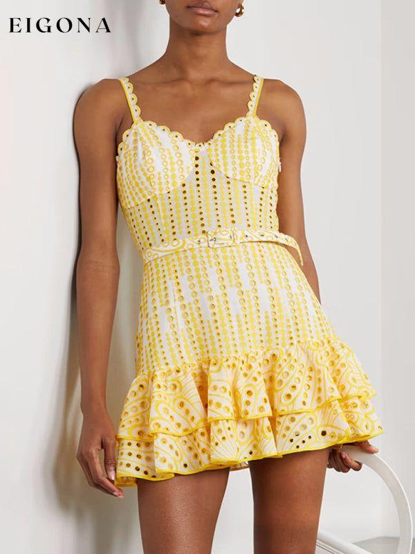 Casual Dresses, New sexy ruffle dress Casual Dress Yellow clothes dress dresses mini dress short dresses