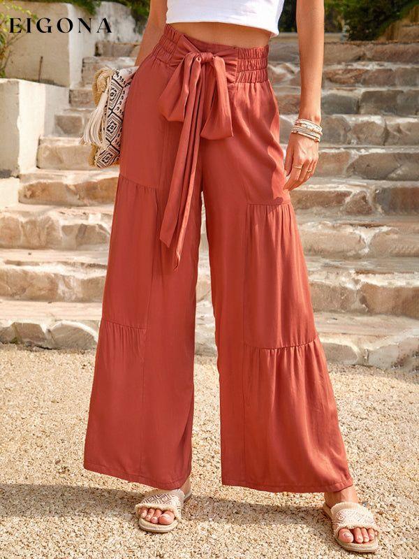 New summer loose casual wide-leg solid color trousers Orange clothes