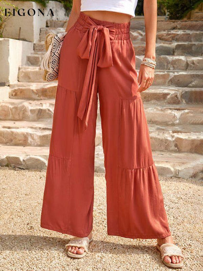 New summer loose casual wide-leg solid color trousers Orange clothes