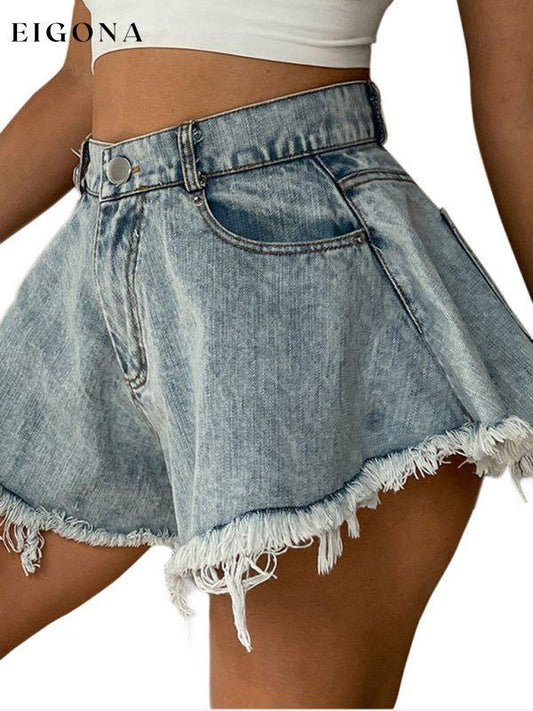 women's ripped denim shorts high waist loose tassel jeans Clothes
