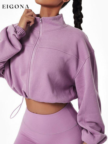 Women's Outdoor Drawstring Zipper Loose Long Sleeve Sweatshirt Clothes