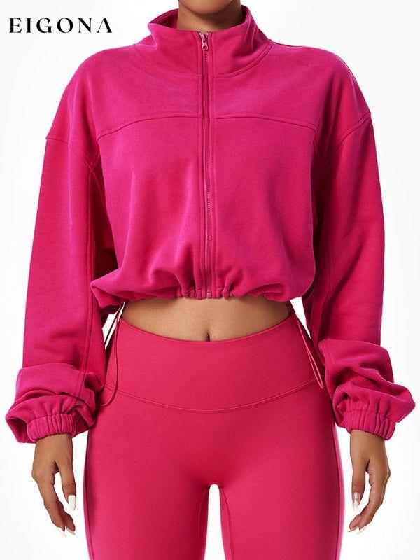 Women's Outdoor Drawstring Zipper Loose Long Sleeve Sweatshirt Clothes