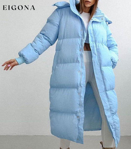 Long Coat, Women's Coats and Jackets- Korean Style Extra Long Puffy Warm Jacket Blue clothes Coats Jacket Coat Jackets & Coats Outerwear