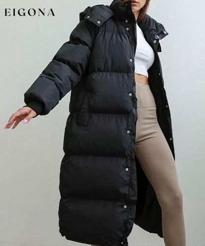 Long Coat, Women's Coats and Jackets- Korean Style Extra Long Puffy Warm Jacket Black clothes Coats Jacket Coat Jackets & Coats Outerwear