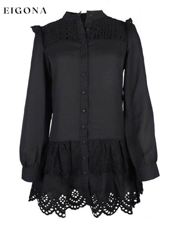 Sexy Hollow Lace Fashion Shirt Dress clothes dress dresses long sleeve dresses short dresses