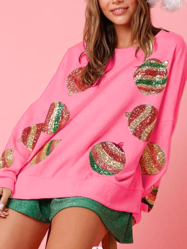 Sequin embroidered fashionable round neck long sleeve sequin patchwork Christmas sweatshirt christmas sweater clothes Sweater sweaters