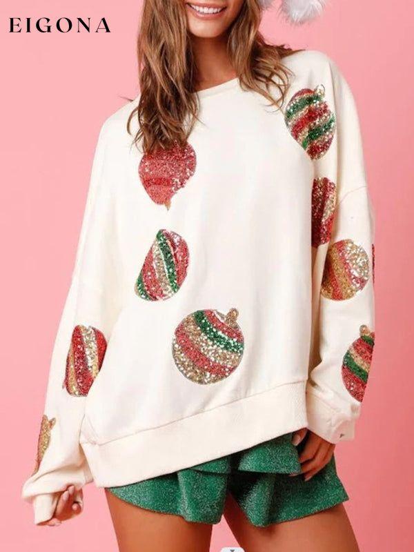 Sequin embroidered fashionable round neck long sleeve sequin patchwork Christmas sweatshirt White christmas sweater clothes Sweater sweaters