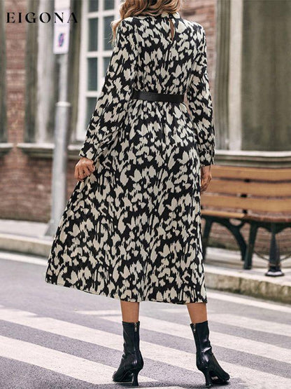 Women's Elegant Long Sleeve Leopard Print Dress Clothes