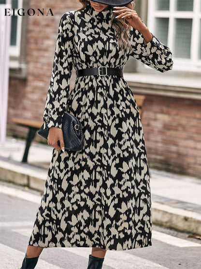 Women's Elegant Long Sleeve Leopard Print Dress Clothes