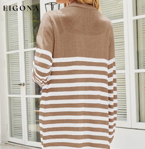 Long casual striped new loose long-sleeved coat sweater cardigan cardigan cardigans clothes