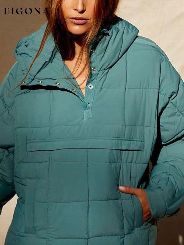 Solid Color Hooded Cotton Foldable Padded Pullover Pocket Long Sleeve Jacket clothes Jackets & Coats