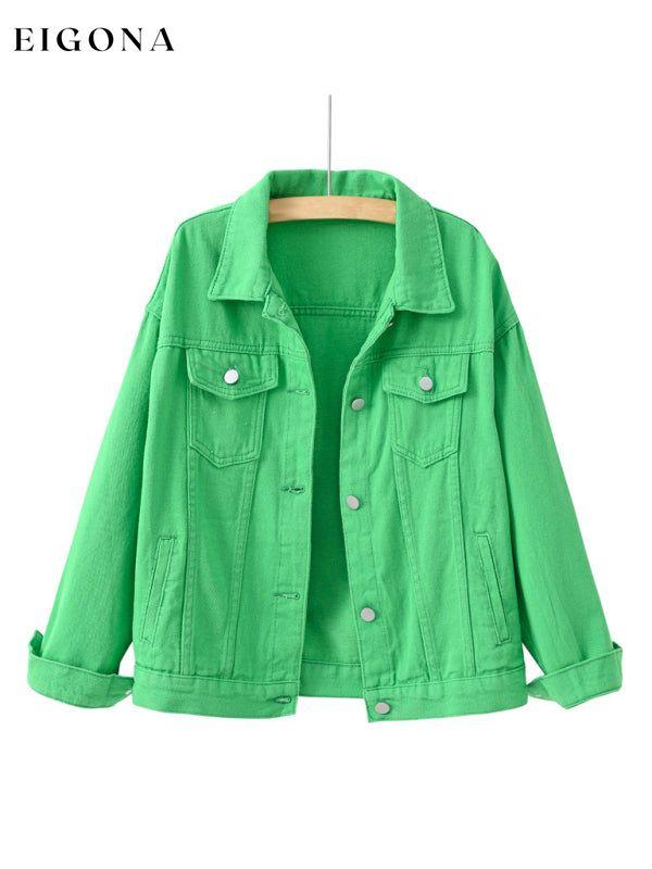 Women's New Colorful Large Size Denim Jacket Green clothes Jackets & Coats