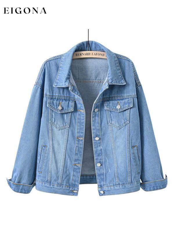 Women's New Colorful Large Size Denim Jacket Clear blue clothes Jackets & Coats