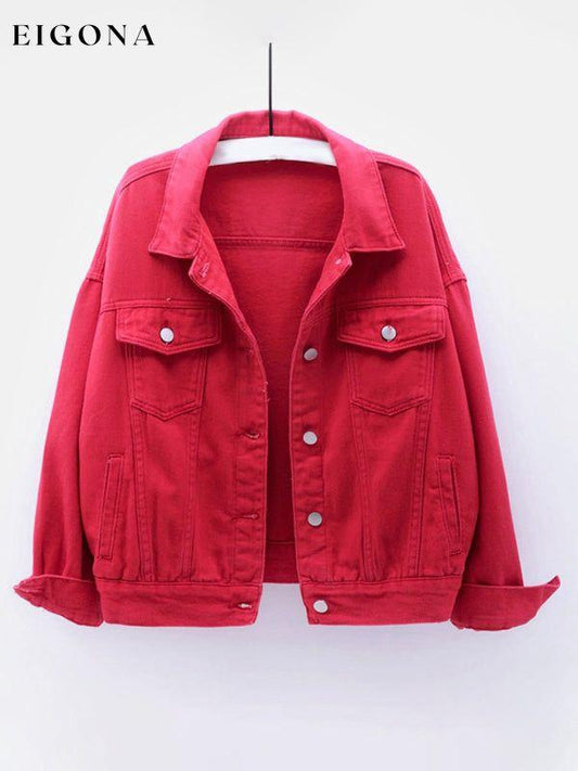 Women's New Colorful Large Size Denim Jacket Red clothes Jackets & Coats