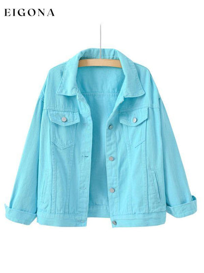 Women's New Colorful Large Size Denim Jacket Sky blue azure clothes Jackets & Coats