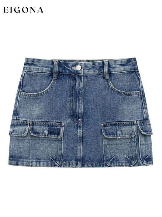 Women's Slim Fit Workwear Denim Skirt Blue bottoms Clothes kakaclo skirt skirts Women's Bottoms