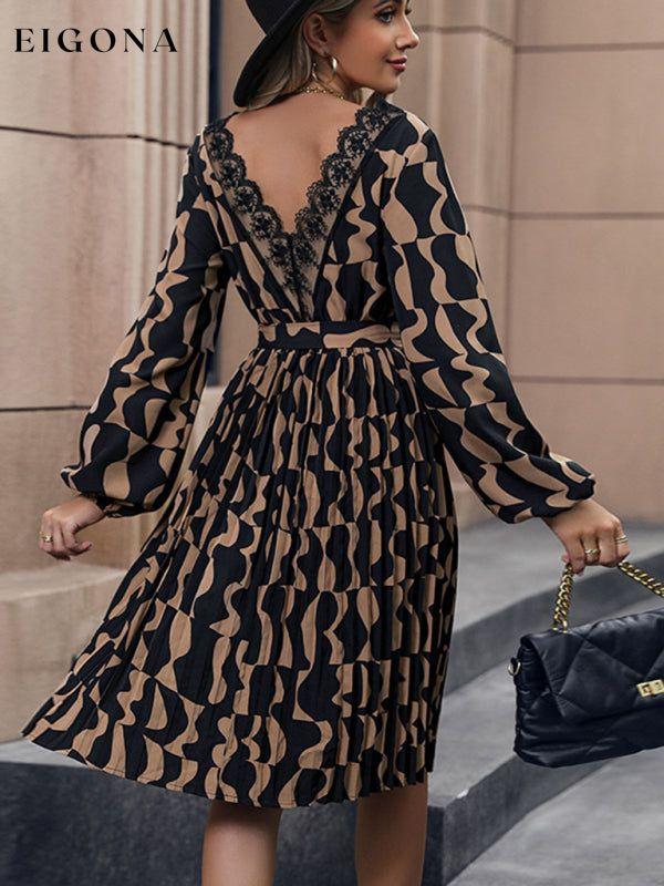 New Elegant Printed Long Sleeve Dress Mid-Length clothes dress dresses long sleeve dresses