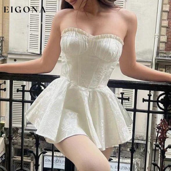 Lace jacquard tight sexy tube top dress high waist slim birthday dress princess dress White Clothes dresses short dresses