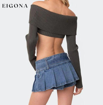 Crop Sweater, Comfortable and sexy Crop top Sweater Top, woolen chest-wrapped long-sleeved sweater Clothes crop top croptop long sleeve top sweaters