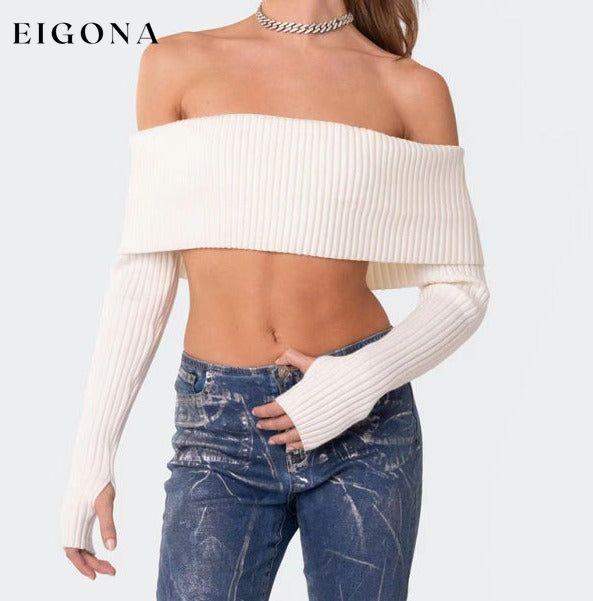 Crop Sweater, Comfortable and sexy Crop top Sweater Top, woolen chest-wrapped long-sleeved sweater White Clothes crop top croptop long sleeve top sweaters