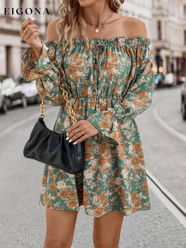 New Elegant Casual One Shoulder Floral Retro Party Dress clothes dresses long sleeve dresses