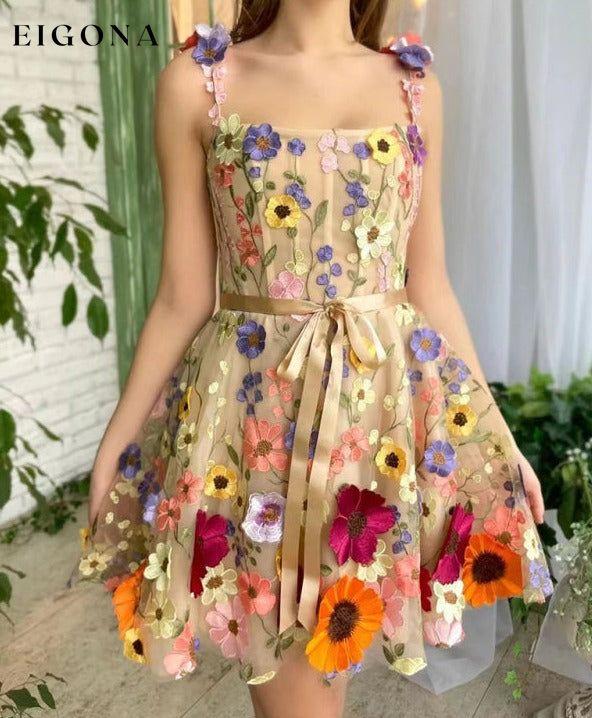 New women's three-dimensional flower embroidery hip-hugging sexy dress Pattern clothes dresses short dresses