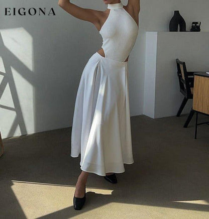 Elegant high-waisted satin satin long skirt White bottoms clothes skirts