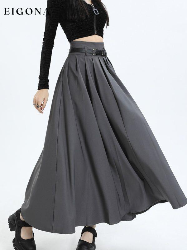 Women's A-line pleated skirt with wide hem Grey bottoms clothes clothing skirt skirts