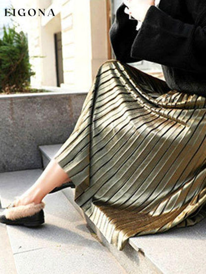 Women's gold velvet pleated skirt with wide hem bottoms clothes skirt skirts
