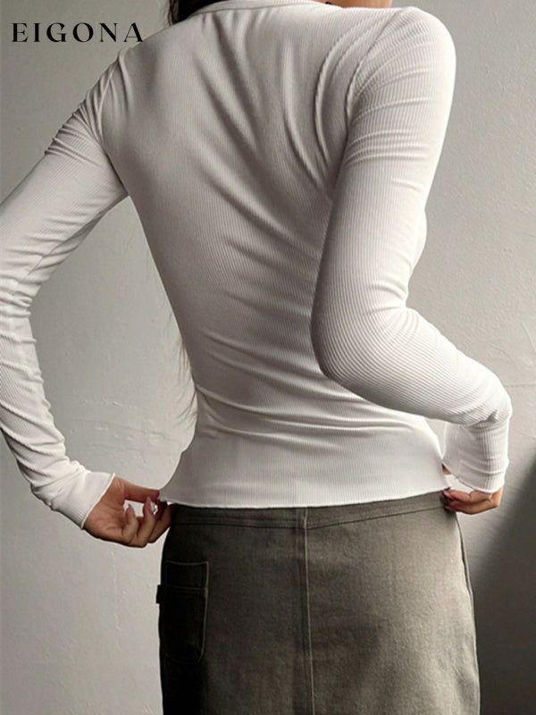 Feminine U-neck buttoned long-sleeved knitted top clothes long sleeve shirts long sleeve top shirt shirts top tops